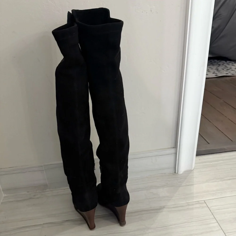 Vince Camuto Black Suede Leather Over the Knee boots Size 9